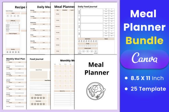Download Editable Meal Planner Bundle Canva - Meal Collection