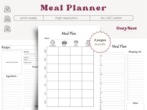 Download Meal Planner Template Recipe Card PDF - Meal Collection