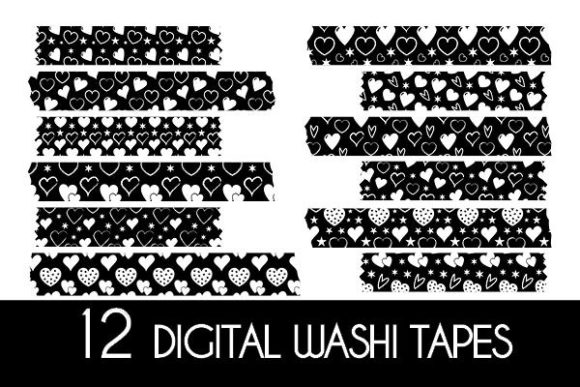 Download Black White Hearts Washi Tapes Patterns - Patterns Collection