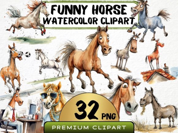 Funny Horse Clipart Bundle - Download Now