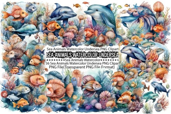 Download Sea Animals Watercolor Undersea PNG - Premium Resources