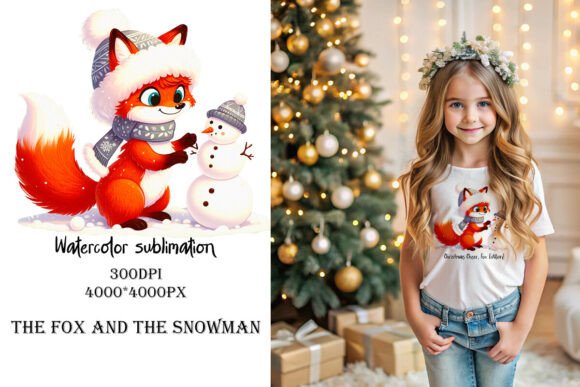 Watercolor Christmas Fox PNG - Download Now