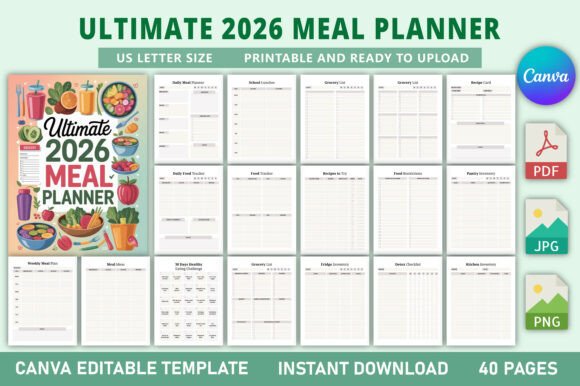 Download Ultimate 2026 Meal Planner KDP Interior - Meal Collection