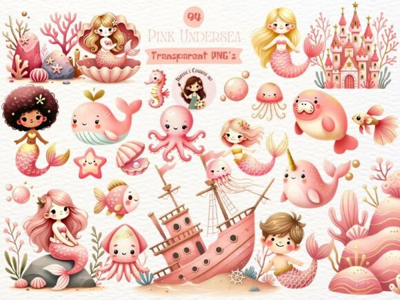 Download Cute Undersea Watercolor Clipart Bundle - Undersea watercolor clipart bundle Collection