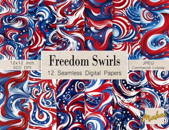 Download US Flag Swirls Seamless Patterns - Patterns Collection