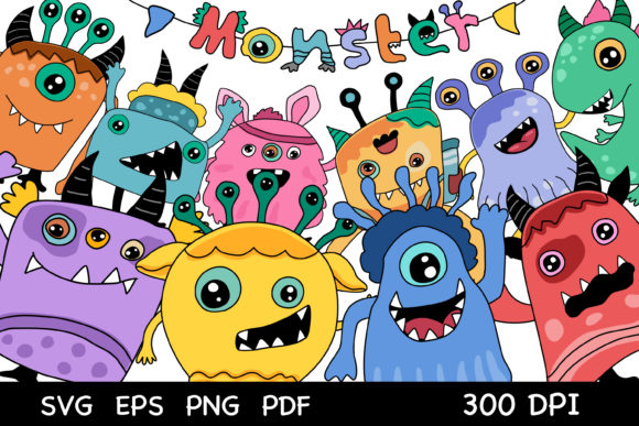 Download Set of Colorful Cute Monsters. - Colorful Collection