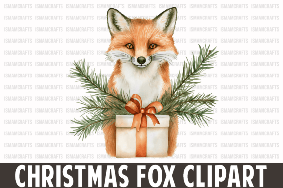 Christmas Fox Watercolor Clipart PNG - Download Now