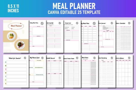 Download Meal Planner, Food Diary Canva KDP - Meal Collection