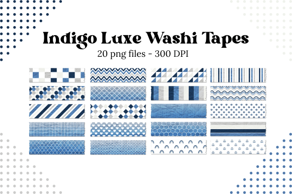 Indigo Luxe Washi Tapes Clipart - Download Now