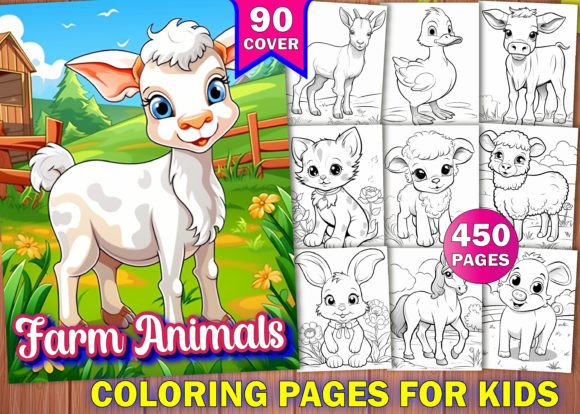 Download 450 Farm Animals Coloring Pages for Kids - Premium Bundle