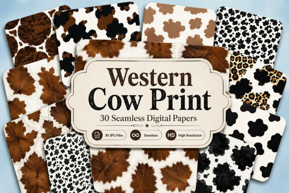 Western Cow Print Seamless Patterns - Download Now