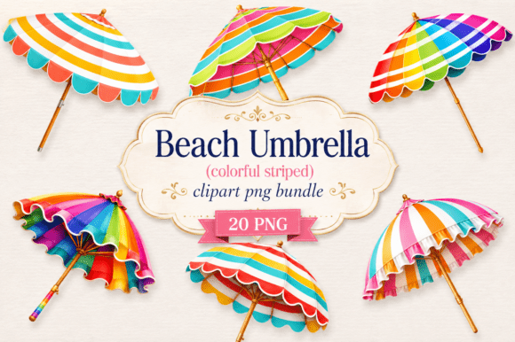 Download Beach Umbrella Colorful Striped Clipart - Colorful Collection