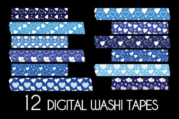 Download Blue Hearts Washi Tapes Patterns - Patterns Collection