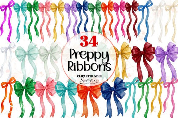 Download Colorful Preppy Ribbon Bow PNGs Bundle - Colorful Collection