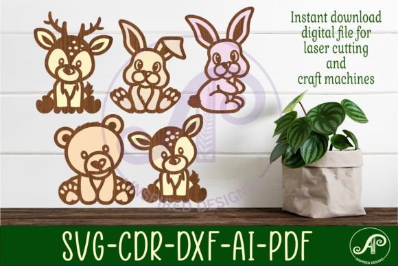 Download Woodland Animals Set 1 Two Layer Laser - Woodland animals set Collection