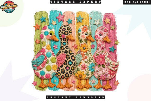 Download Colorful Floral Duck Patchwork PNG - Colorful Collection
