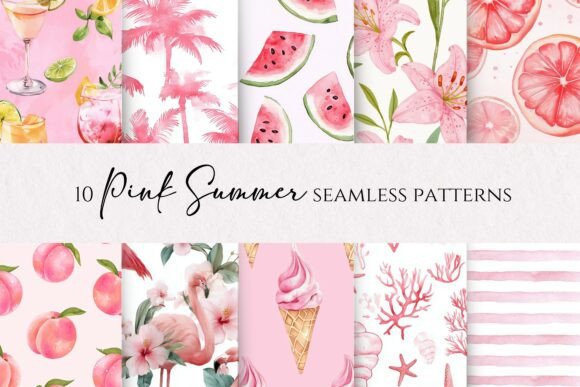 Download Pink Summer Seamless Patterns - Patterns Collection