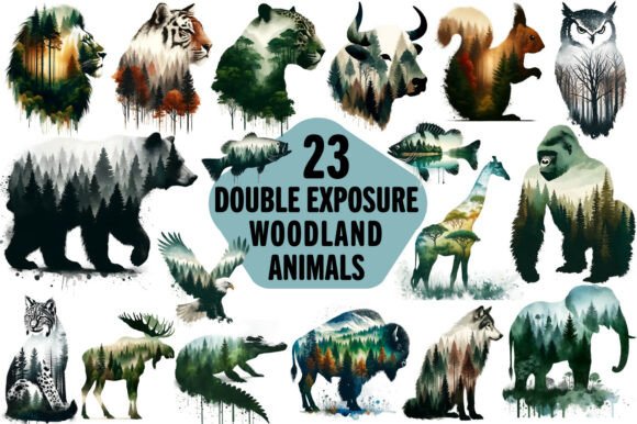 Download Double Exposure Woodland Animals Set - Woodland animals set Collection