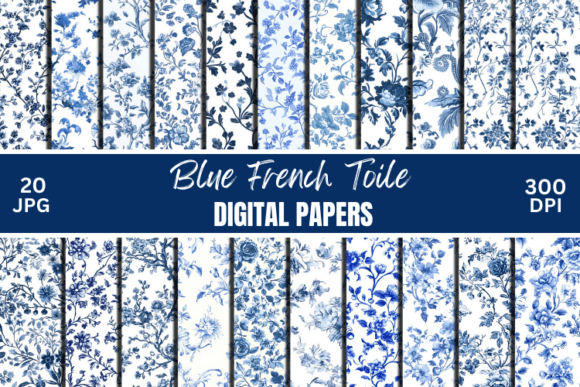 Download Tiny Blue French Toile Floral Patterns - Patterns Collection
